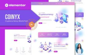 Coinyx – Cryptocurrency Blockchain & Bitcoin Elementor Template Kit