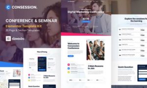 Consession – Conference & Seminar Elementor Template Kit