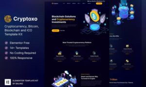 Cryptoxo – Cryptocurrency Blockchain & Bitcoin Elementor Template Kit