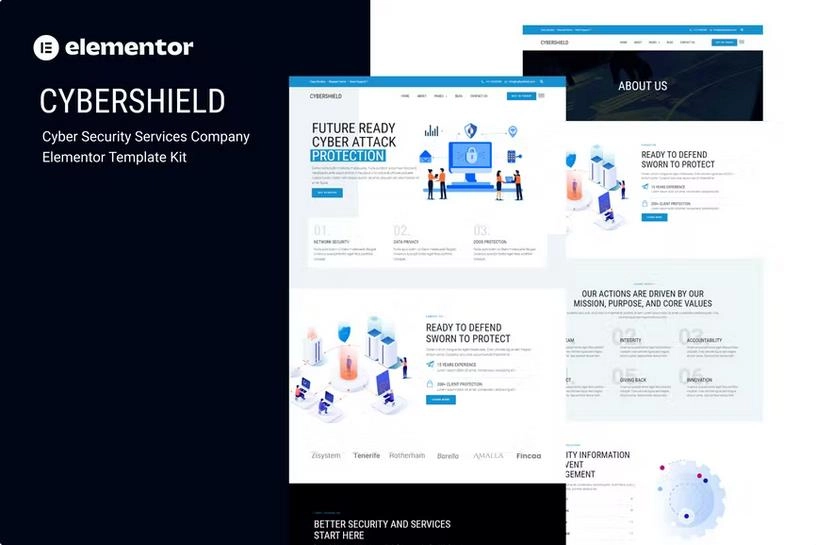 Cybershield – Cyber Security Services Company Elementor Template Kit