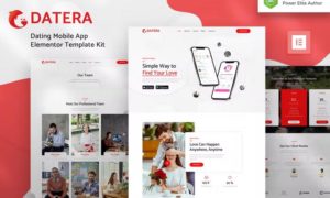 Datera – Online Dating Mobile App Landing Elementor Template Kit