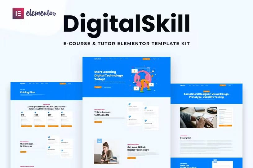 DigitalSkill – E-course & Online Tutorials Elementor Pro Template Kit