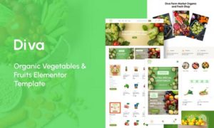 Diva – Organic Vegetables & Fruits Elementor Template Kit