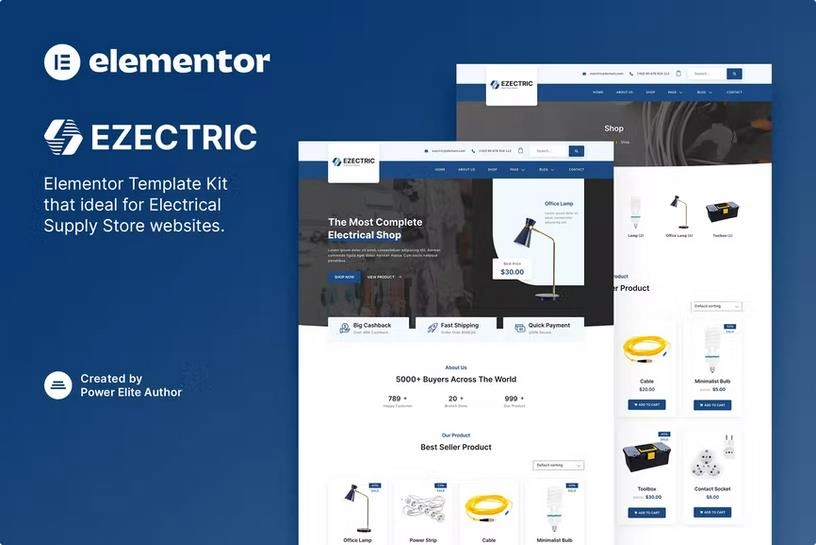 Ezectric – Electrical Supply Store Elementor Template Kit