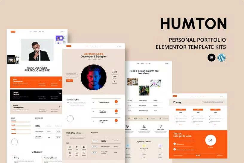 Humton – Personal Portfolio Elementor Template Kits