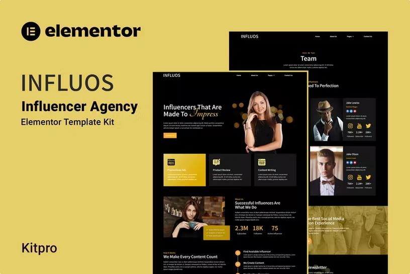 Influos – Influencer Agency Elementor Template Kit