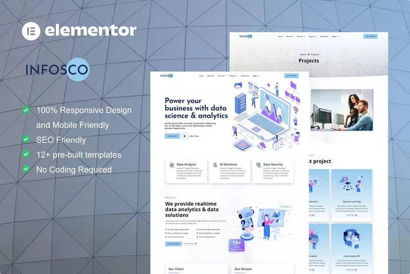 Infosco – Data Science & Analytic Service Elementor Template Kit