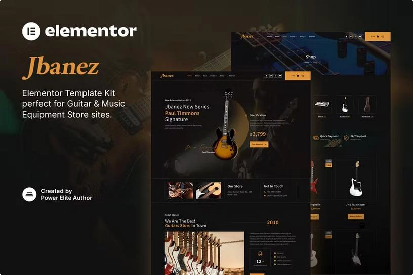 Jbanez – Guitar & Music Equipment Store Elementor Template Kit