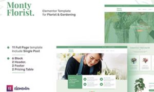 Monty Florist – Flower Boutique & Decoration Elementor Template Kit