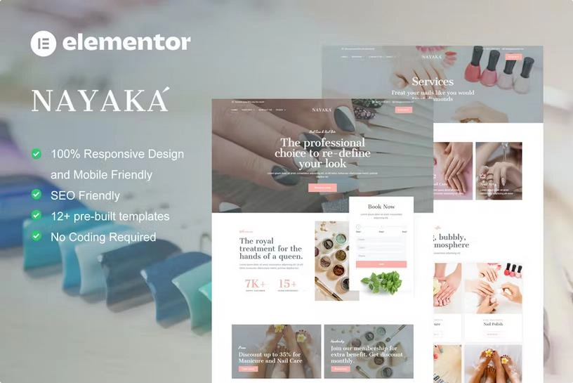 Nayaka – Nail Salon & Beauty Care Elementor Template Kit