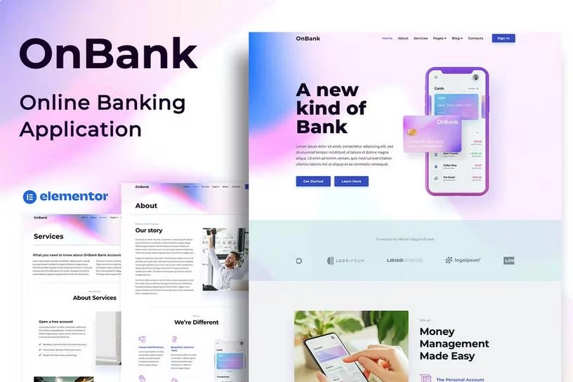 OnBank – Online Banking & Money Transfers – Elementor Kit