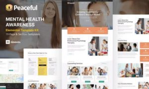 Peaceful – Mental Health Awareness WordPress Elementor Template Kit