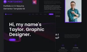 Portohero – Personal Portfolio & CV Elementor Template Kit