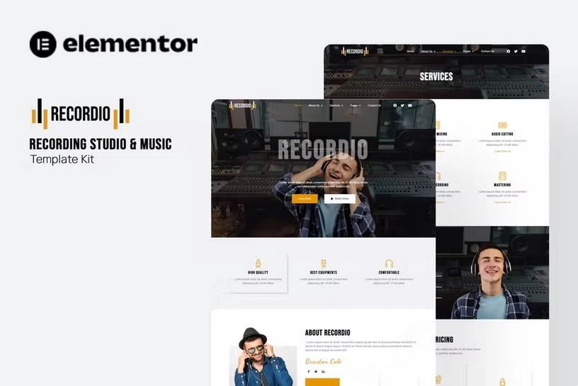 Recordio – Recording Studio Elementor Template Kit