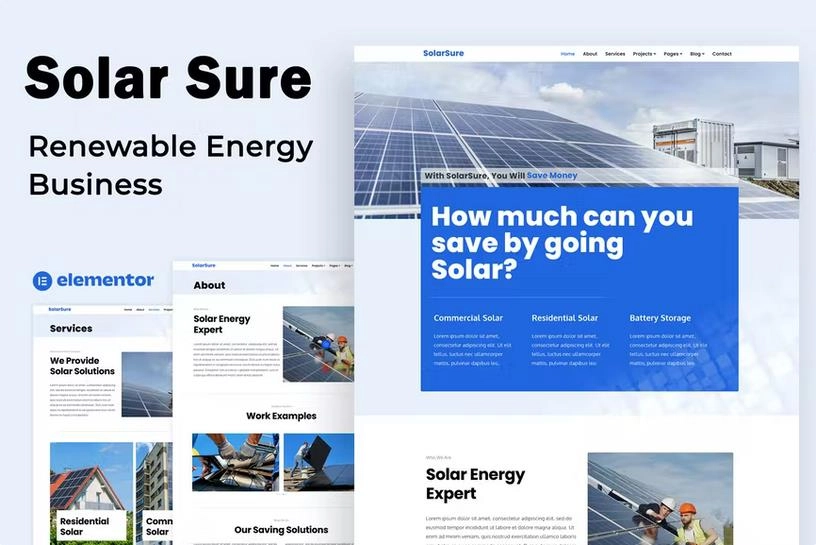 Solar Sure – Renewable Energy Business – Elementor Template Kit