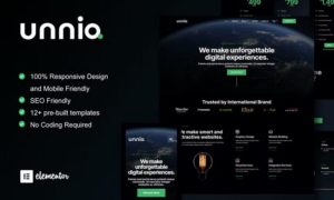 Unniq – Dark Digital Creative Agency Elementor Template Kit