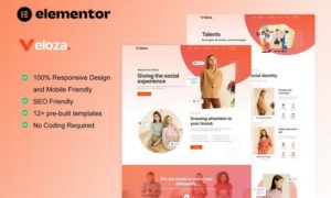 Veloza – Influencer & Talent Agency Elementor Template Kit