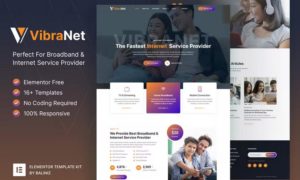 Vibranet – Broadband & Internet Service Provider Elementor Template Kit