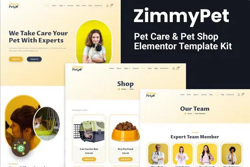 ZimmyPet – Pet Care & Store Elementor Template Kit