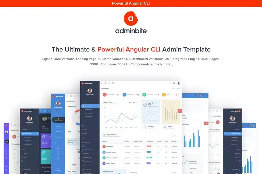 AdminBite Powerful Angular 10 Dashboard Template