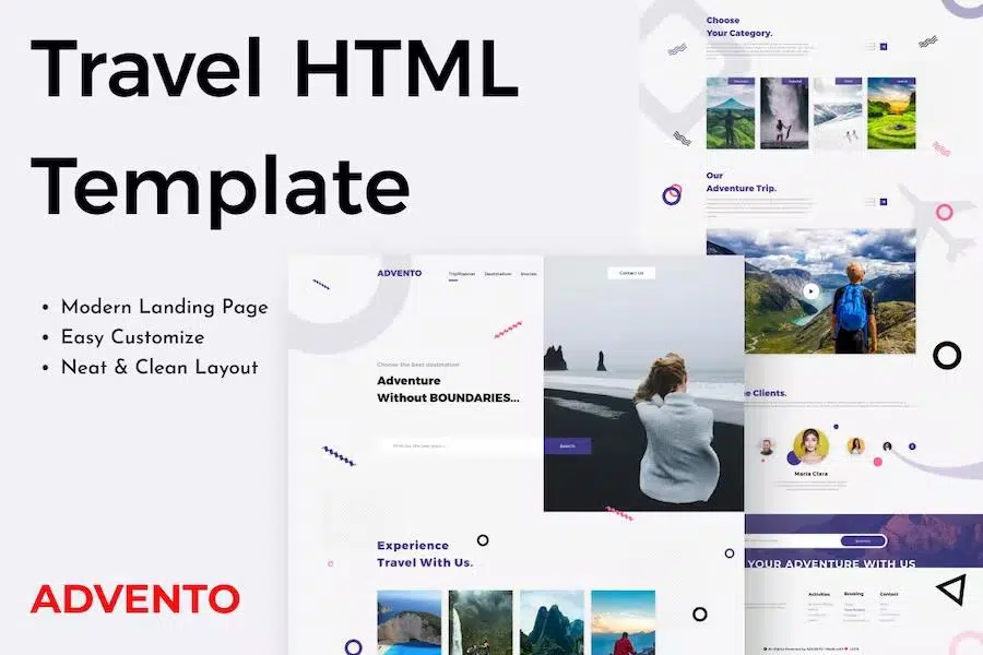 Advento – Travel One Page HTML