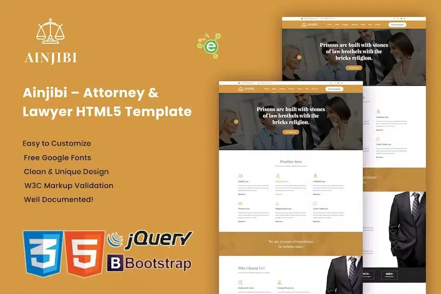 Ainjibi – Attorney and Lawyer HTML5 Template