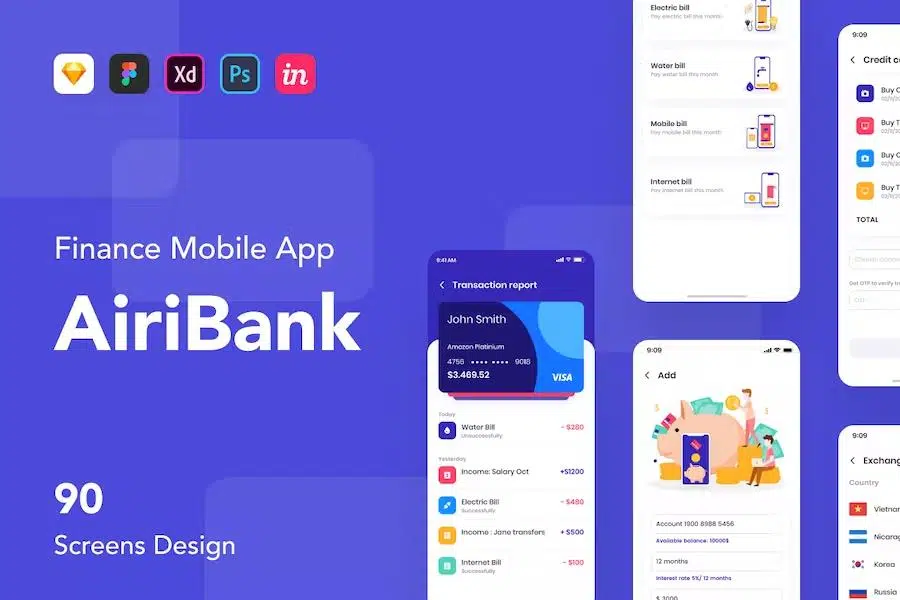 AiriBank – Finance Mobile App UI KIT