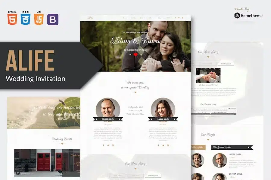 Alife – Wedding Invitation HTML Template