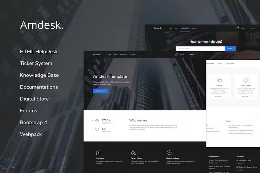 Amdesk – HelpDesk and Knowledge Base HTML template