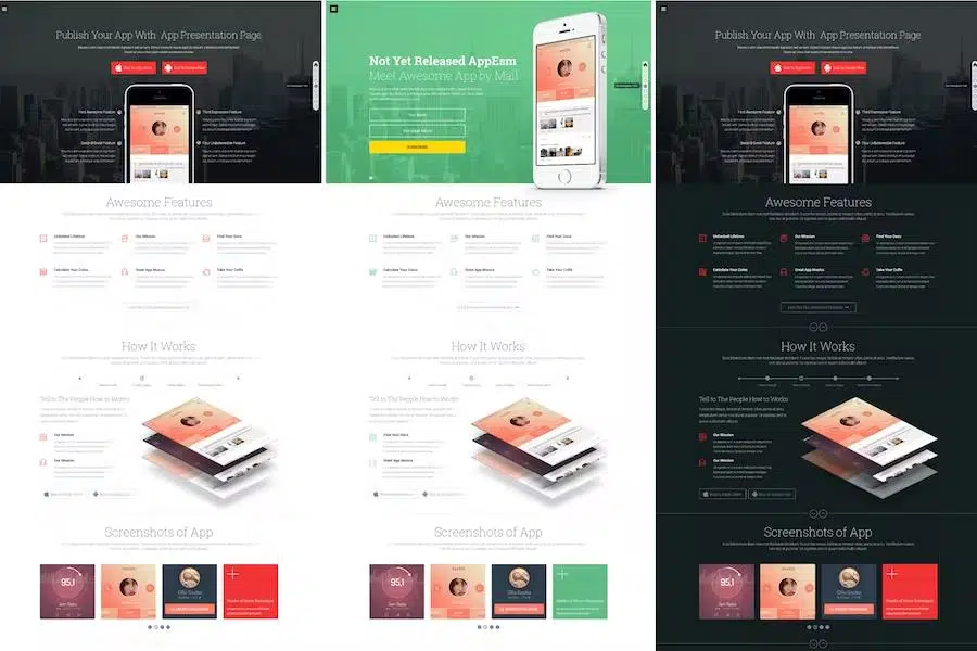 App on – Responsive Software Landing Page