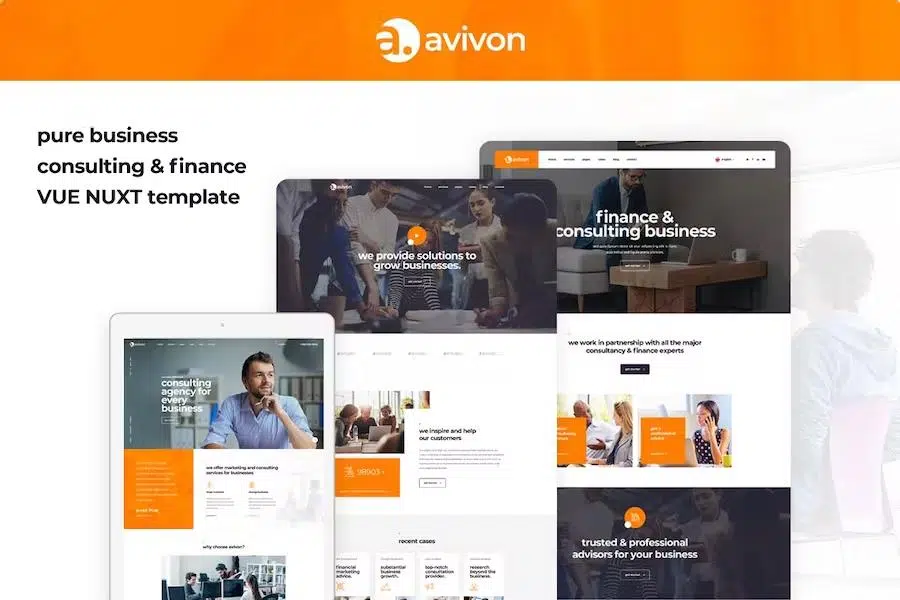 Avivon – Vue Nuxt Business Consulting & Finance Template