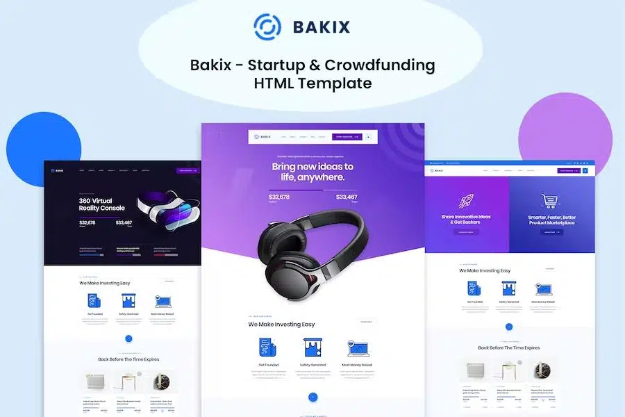 Bakix – Crowdfunding Startup Fundraising HTML5 Template