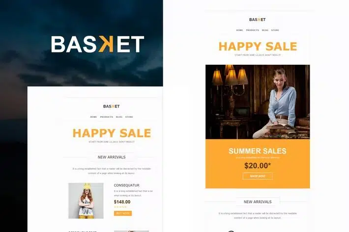 Basket – eCommerce Responsive E-mail Templates +Themebuilder Access