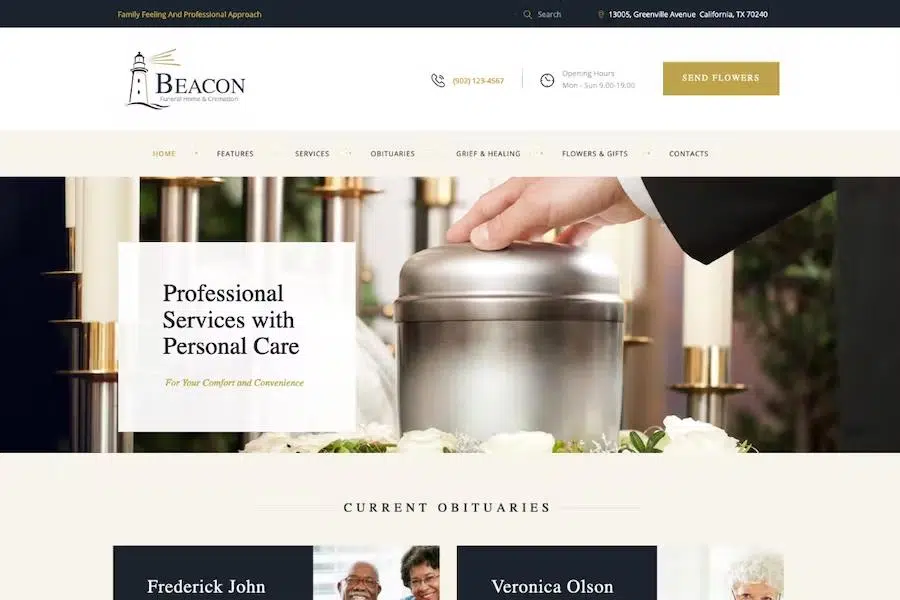 Beacon – Funeral Home Services & Cremation Parlor WordPress Theme