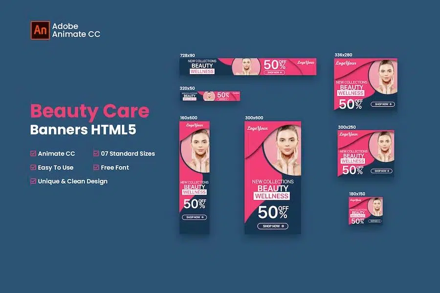 Beauty Care HTML5 Banner Ad – Animate CC