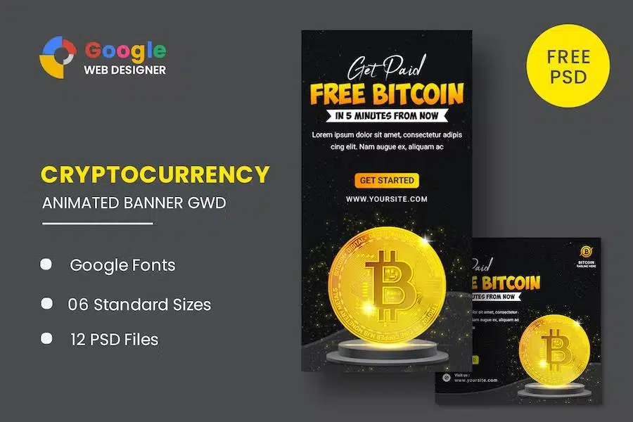Bitcoin BTC Animated Banner Google Web Designer