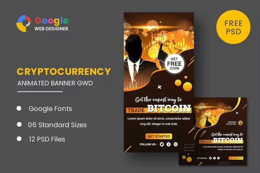 Bitcoin Cryptocurrency Animated Banner GWD