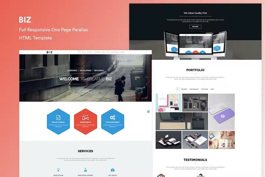 BIZ – One Page Parallax HTML Template