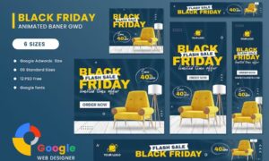 Black Friday Sale Furniture HTML5 Banner Ads GWD