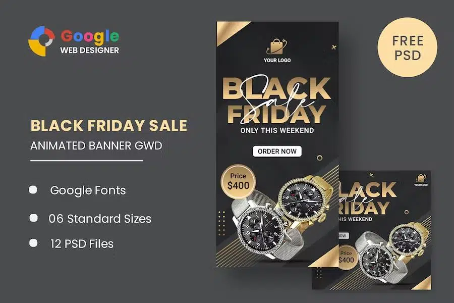 Black Friday Sale Watch HTML5 Banner Ads GWD