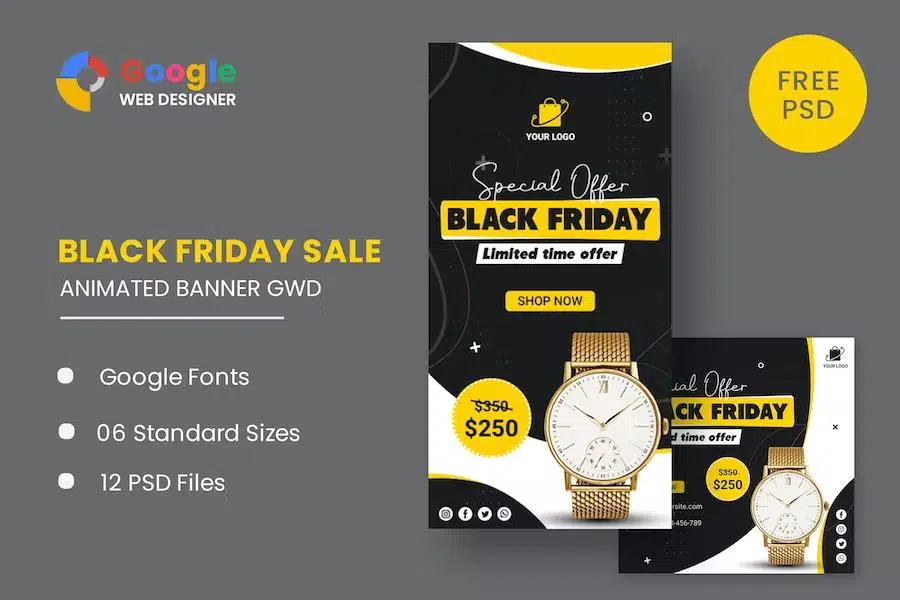 Black Friday Sale Watch HTML5 Banner Ads GWD