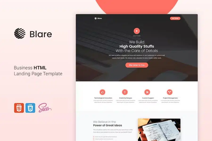 Blare – Clickthrough HTML Landing Page Template