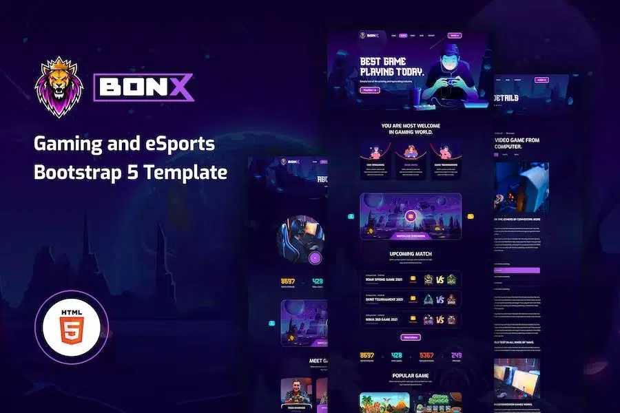 Bonx – Gaming Website Template HTML5 Version