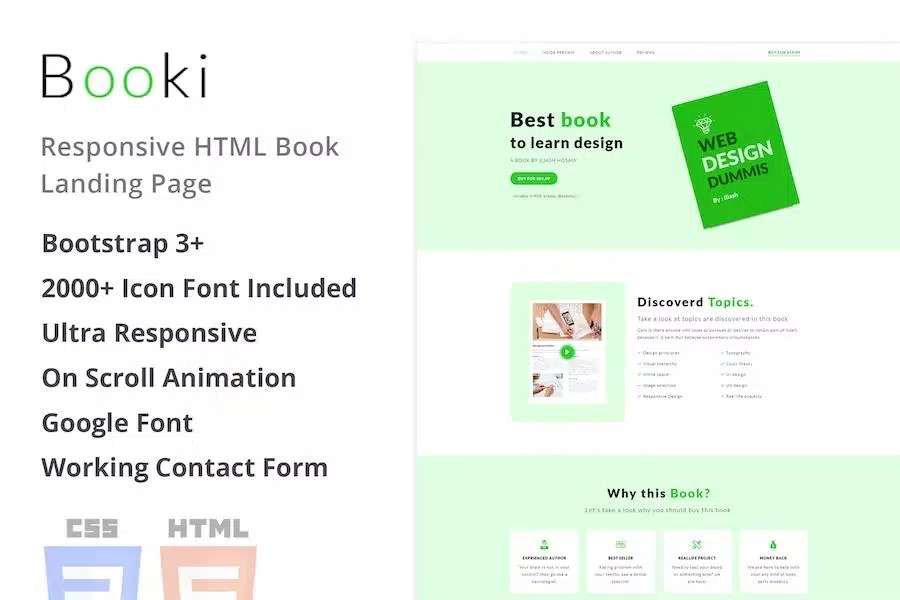 Booki – Responsive HTML Book Landing Page