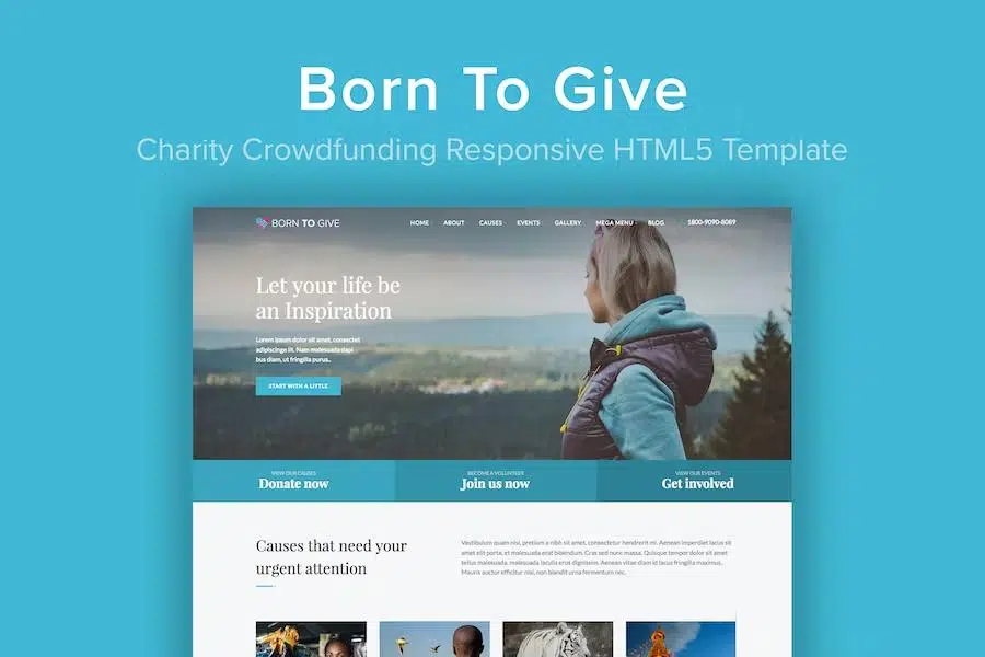 Born To Give – Charity Crowdfunding Responsive HTML5 Template