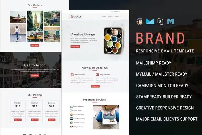 Brand – Multipurpose Responsive Email Template with Online StampReady & Mailchimp Editors