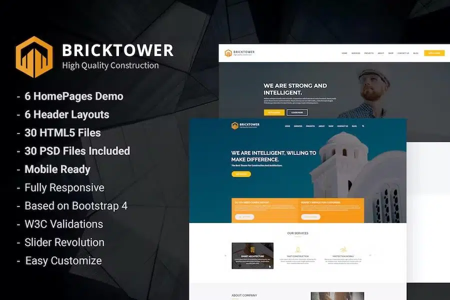 Bricktower – Construction and Building Company HTML5 Template