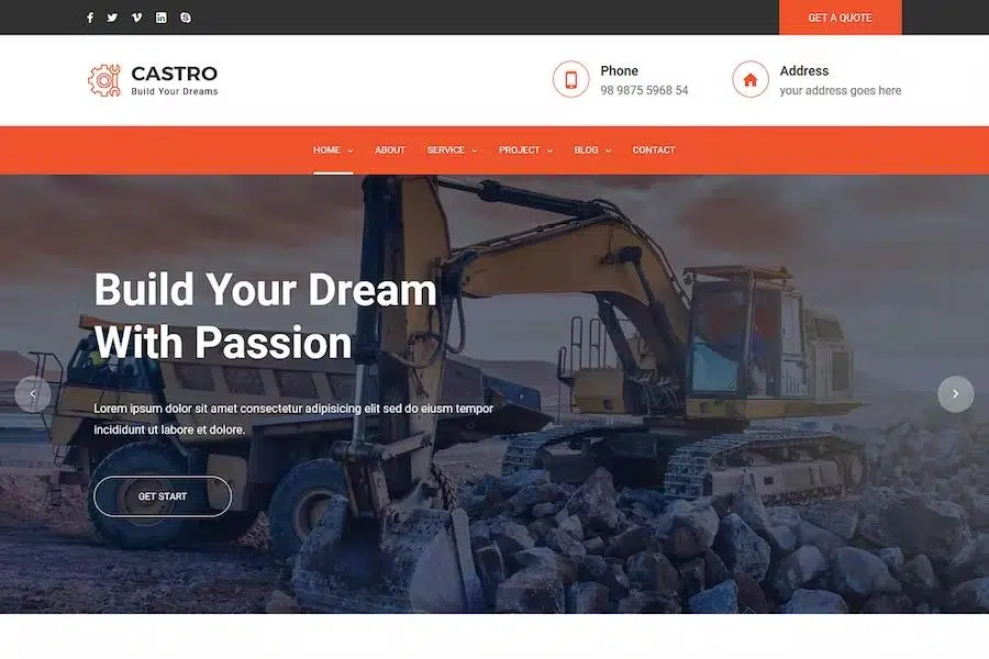 Castro – React Construction Company Website Template