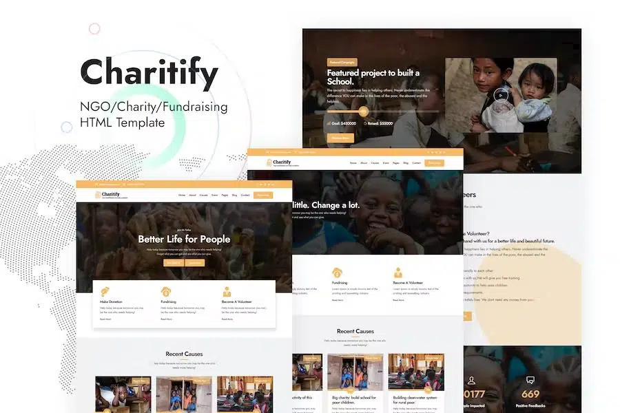 Charitify – NGO Charity Fundraising HTML Template