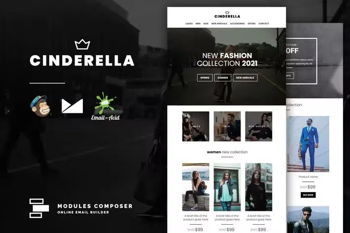 Cinderella – E-commerce Responsive Email for Fashion & Accessories with Online Builder